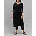 Black wrinkle viscose kurti with embroidery