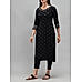 Black wrinkle viscose kurti with embroidery