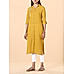 Mustard yellow cotton dobby kurti with shirt collar