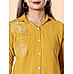 Mustard yellow cotton dobby kurti with shirt collar