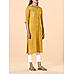 Mustard yellow cotton dobby kurti with shirt collar