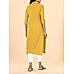 Mustard yellow cotton dobby kurti with shirt collar