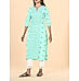 Pista green cotton dobby kurti with print