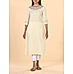 Pale yellow cotton dobby plain kurti with cording embroidery