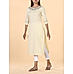 Pale yellow cotton dobby plain kurti with cording embroidery