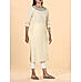 Pale yellow cotton dobby plain kurti with cording embroidery