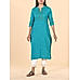 Teal blue viscose kurti with embroidery