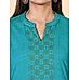 Teal blue viscose kurti with embroidery