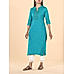 Teal blue viscose kurti with embroidery