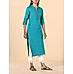 Teal blue viscose kurti with embroidery