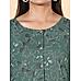 Bottle green cotton slub printed kurti with lace detailing