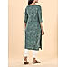 Bottle green cotton slub printed kurti with lace detailing