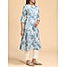 Light blue cotton flax printed kurti