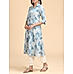 Light blue cotton flax printed kurti