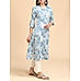 Light blue cotton flax printed kurti