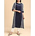 Navy blue viscose kurti with embroidery