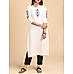 Multi colour cotton striped kurti with embroidery