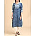 Blue cotton flax kurti with sequins work