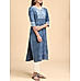 Blue cotton flax kurti with sequins work