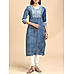 Blue cotton flax kurti with sequins work