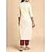 Pale yellow cotton dobby kurti with embroidery