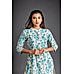 Sky Blue Cotton Flax Kurti with Mill Print