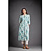 Sky Blue Cotton Flax Kurti with Mill Print