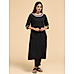 Black cotton viscose kurti with embroidery