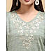 Pastel green wrinkled viscose kurti with embroidery