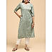 Pastel green wrinkled viscose kurti with embroidery