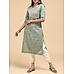 Pastel green wrinkled viscose kurti with embroidery