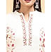 Off white cotton flax printed kurta with pannel cut