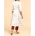 Off white cotton flax printed kurta with pannel cut