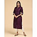 Dark purple denting viscose kurti with embroidery