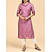 Pink muslin printed kurti with embroidery