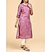 Pink muslin printed kurti with embroidery