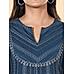 Denim blue cotton dobby kurti with embroidery