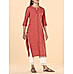 Brick brown viscose kurti with embroidery