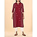 Maroon cotton dobby kurti with embroidery