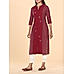 Maroon cotton dobby kurti with embroidery