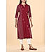 Maroon cotton dobby kurti with embroidery