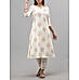 Ivory colour cotton flax printed kurti with embroidery