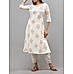 Ivory colour cotton flax printed kurti with embroidery