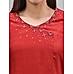 Red viscose plain kurti with embroidery