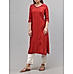 Red viscose plain kurti with embroidery