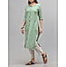 Sage green cotton dobby kurti with embroidery