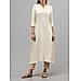 Pale yellow viscose slub kurti with embroidery