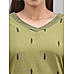 Olive green cotton dobby kurti with print