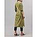 Olive green cotton dobby kurti with print