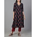 Black 60's cotton printed kurti with embroidery